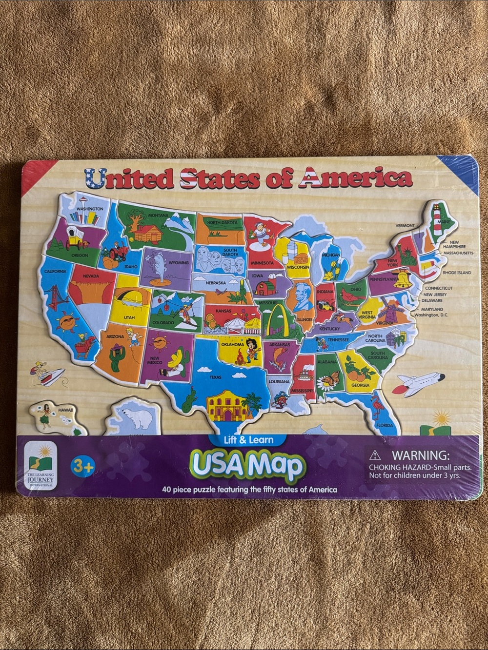 Lift & Learn USA Map Puzzle - Colorful Kids Map Puzzle
